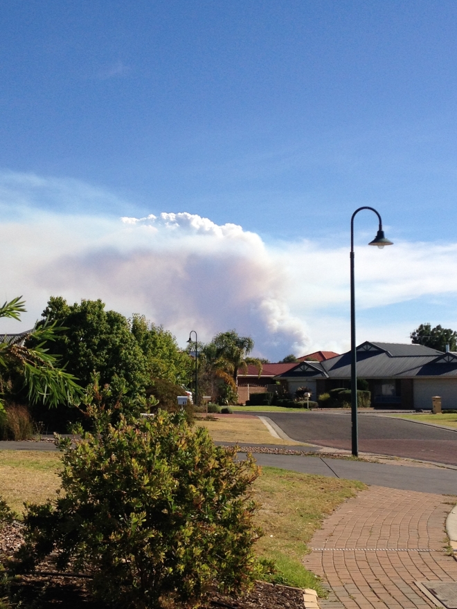 View of the Adelaide Hills bushfires from our place in the Barossa, 2 January 2015